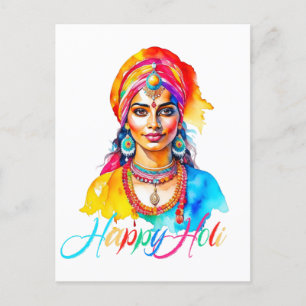 Happy Holi Woman Postcard
