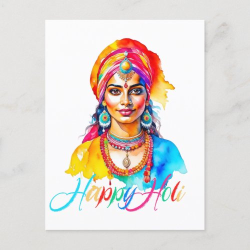 Happy Holi Woman Postcard