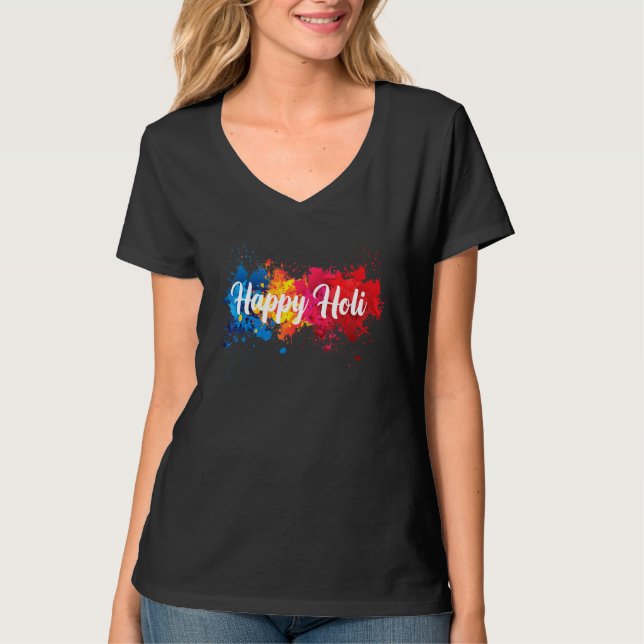 Happy Holi Women Family Kids Cool Holi Festival 20 T-Shirt (Front)