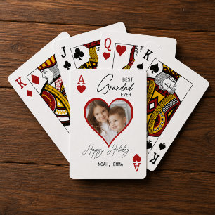 Happy Holiday Best Grandad Ever Photo Ace Hearts Poker Cards