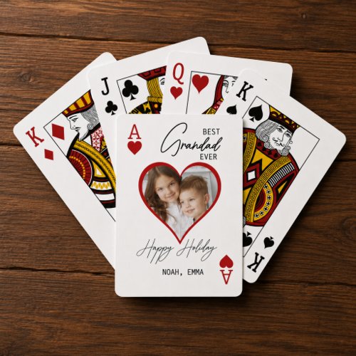 Happy Holiday Best Grandad Ever Photo Ace Hearts Poker Cards