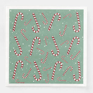Happy holiday candy cane green cute family Xmas Paper Dinner Napkins