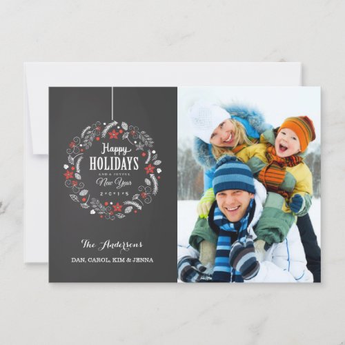 HAPPY HOLIDAY CHALKBOARD  WREATH PHOTO CARD