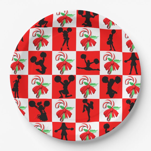 HAPPY HOLIDAY CHEERLEADING CHRISTMAS PAPER PLATES (Front)
