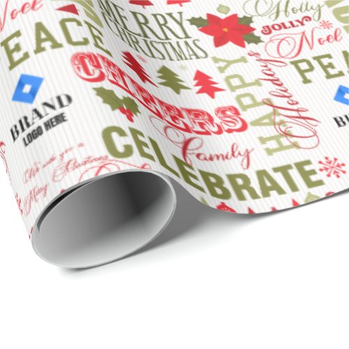 Happy Holiday Cheers Custom Logo Photo Christmas Wrapping Paper