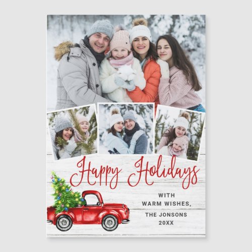 Happy Holiday Christmas 4 PHOTO Magnetic Card