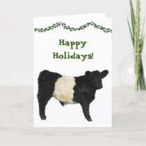 Happy Holiday Christmas Belted Galloway Beltie Cow Card