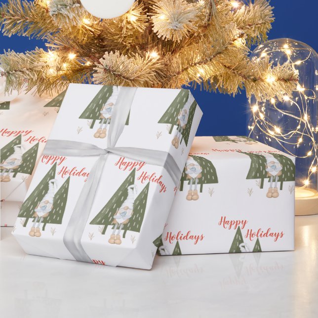 Happy Holiday Christmas Gnome Wrapping Paper (Holidays)