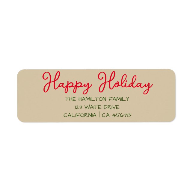 Happy Holiday Christmas  Label (Front)