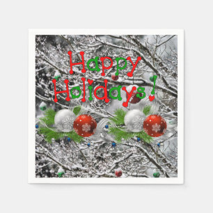 Happy Holiday Christmas Paper Napkins