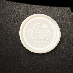 Happy Holiday Christmas Script Typography Wax Seal Sticker