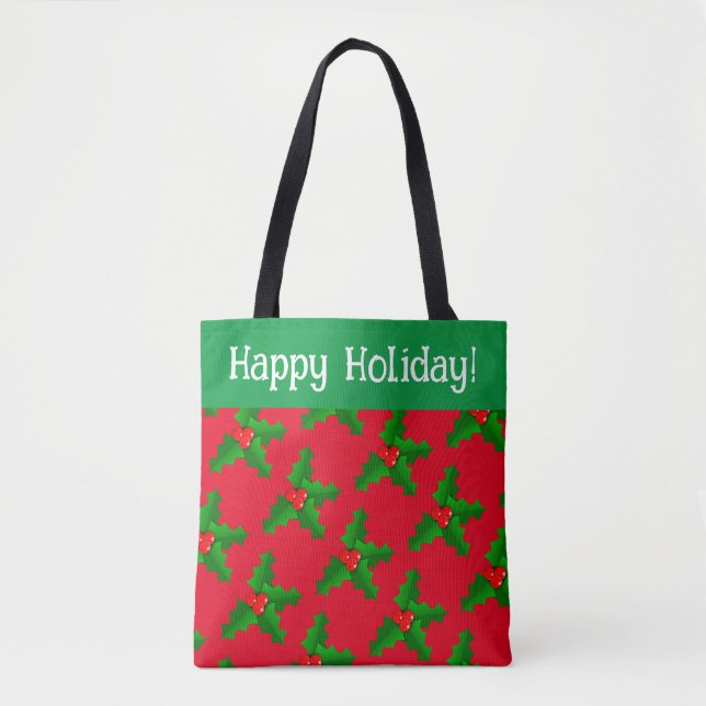 Happy Holiday Christmas Tote Customize Bag (Front)