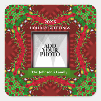 Happy Holiday Family Photo Square Sticker