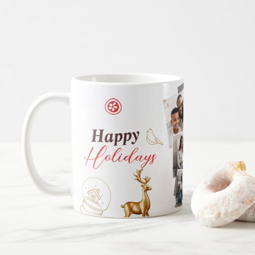 Happy Holiday Family Three Photo Collage Card Coffee Mug