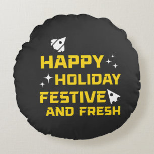 Happy Holiday, Festive and Fresh Round Pillow