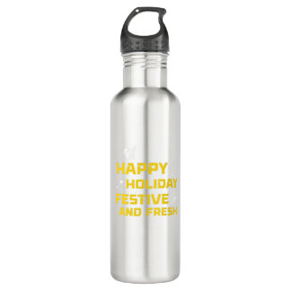 Happy Holiday, Festive and Fresh Stainless Steel Water Bottle