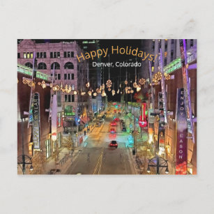 Happy Holiday, Festive Downtown Denver Colorado Postcard