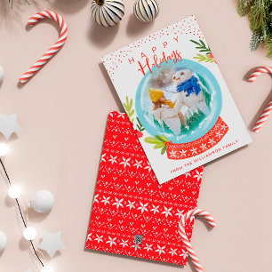 Happy Holiday Festive Winter Snow Globe Photo Card
