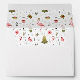 Happy Holiday Flamingo Pattern Envelope
