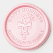 Happy Holiday Fun Festive Candy Cane Custom Family Wax Seal Sticker (Front)