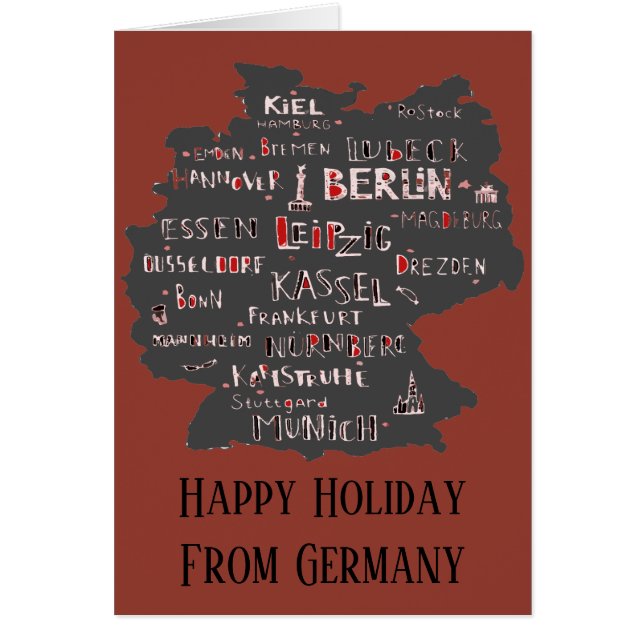 Happy Holiday, German Cities, add text Cards (Front)