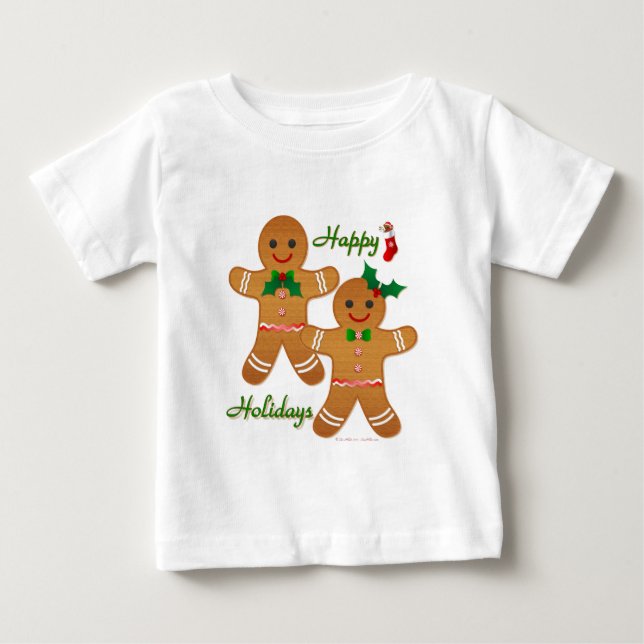 Happy Holiday Gingerbread Man Boy Girl Baby T-Shirt (Front)