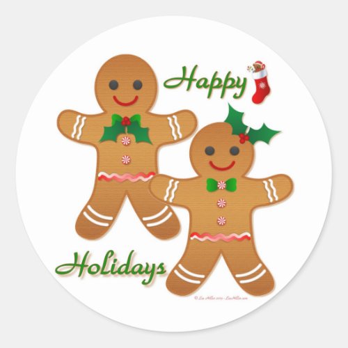 Happy Holiday Gingerbread Man Boy Girl Classic Round Sticker