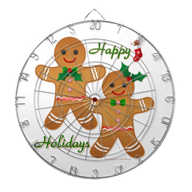 Happy Holiday Gingerbread Man Boy Girl Dartboard With Darts (Front)