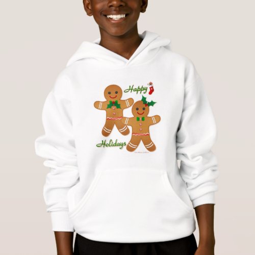 Happy Holiday Gingerbread Man Boy Girl Hoodie