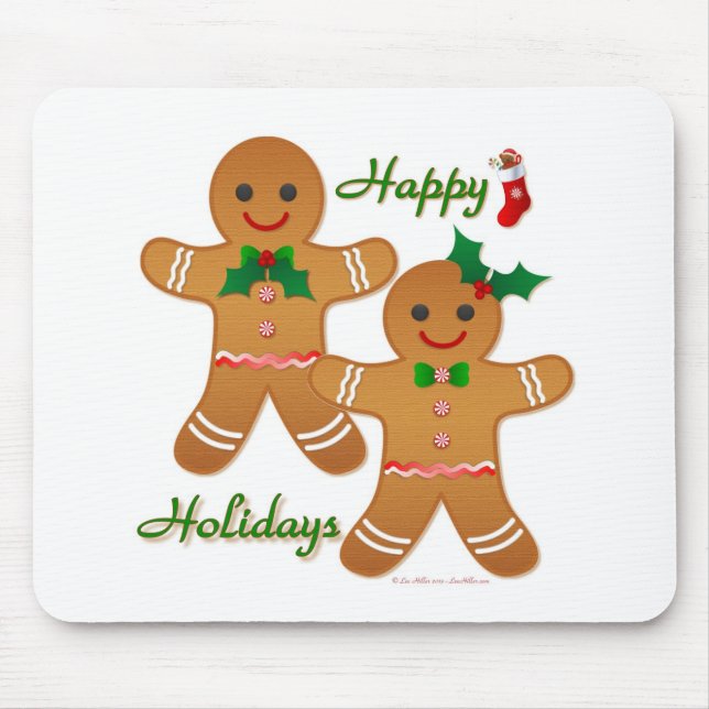 Happy Holiday Gingerbread Man Boy Girl Mouse Pad (Front)