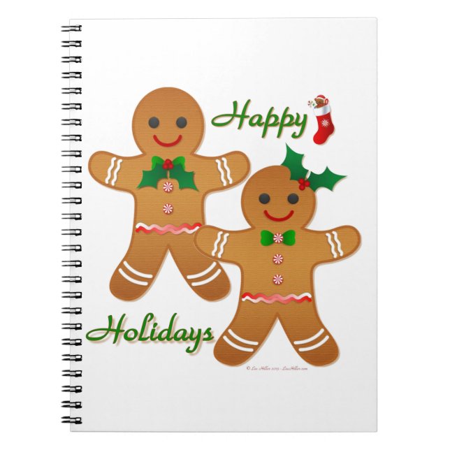 Happy Holiday Gingerbread Man Boy Girl Notebook (Front)