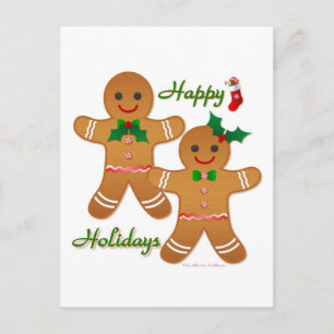 Happy Holiday Gingerbread Man Boy Girl Postcard