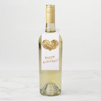 Happy Holiday! Glamorous Gold Sparkles Heart