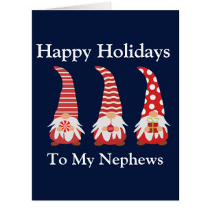 Happy holiday Gnomes to nephews Christmas  Card