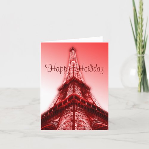 Happy Holiday Greeting Card Eiffel Tower Red
