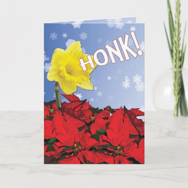 Happy Holiday Honking Daffodil Card (Front)