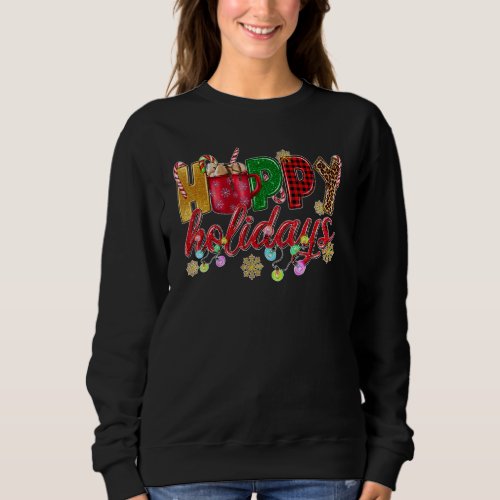 Happy Holiday Hot Chocolate Santa Leopard Christma Sweatshirt
