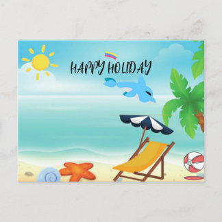 Happy Holiday In Beach Postcard