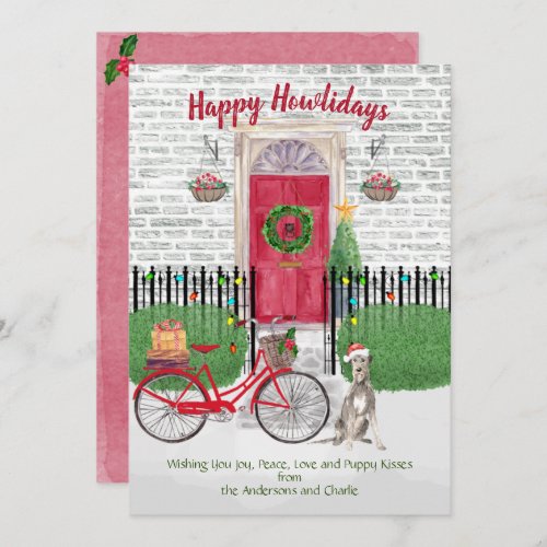 Happy Holiday Irish Wolfhound Bicycle Red Door