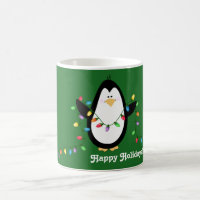 Happy Holiday Lights Penguin Mug