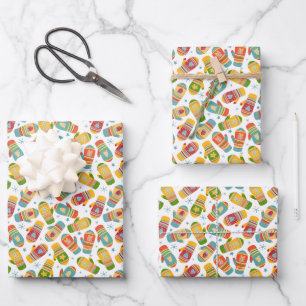 Happy Holiday Merry Christmas Warm Winter Mittens Wrapping Paper Sheets