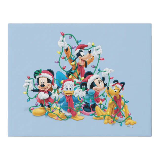 Happy Holiday | Mickey & Friends Faux Canvas Print | Zazzle