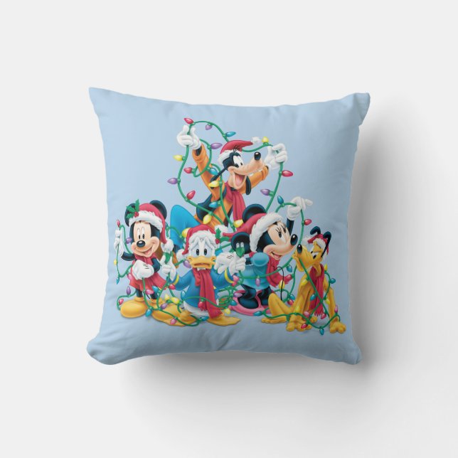 Happy Holiday | Mickey & Friends Throw Pillow (Front)