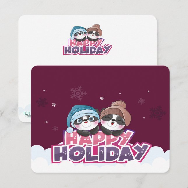 Happy Holiday Panda Enclosure Card (Front/Back)
