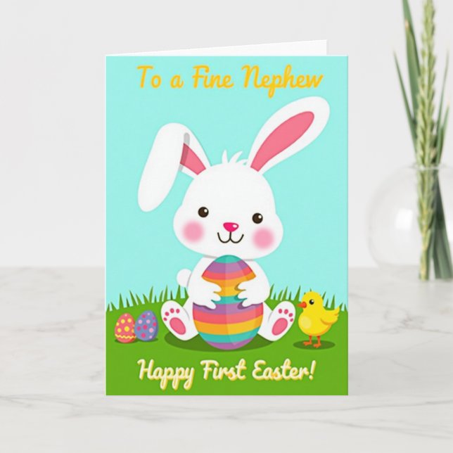 Happy Holiday Rabbit Friend Card (Front)
