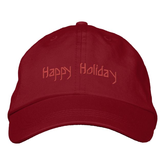  Happy Holiday Red Basic Adjustable  Embroidered Baseball Cap (Front)