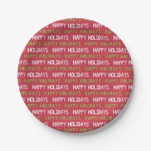 Happy Holiday Red, Green, and White Trees  Paper Plates