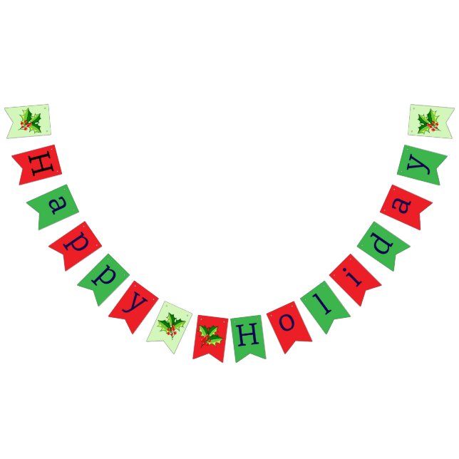 Happy Holiday Red & Green Bunting Flags (All)