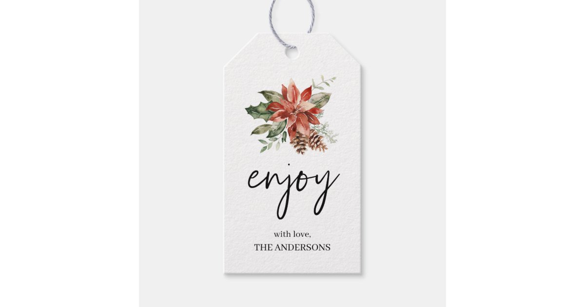 Happy Holiday Red Poinsett| Christmas Gift Tags | Zazzle Happy Holiday Red Poinsett|  Christmas Gift Tags | Zazzle