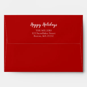Happy Holiday Red Return address Envelope